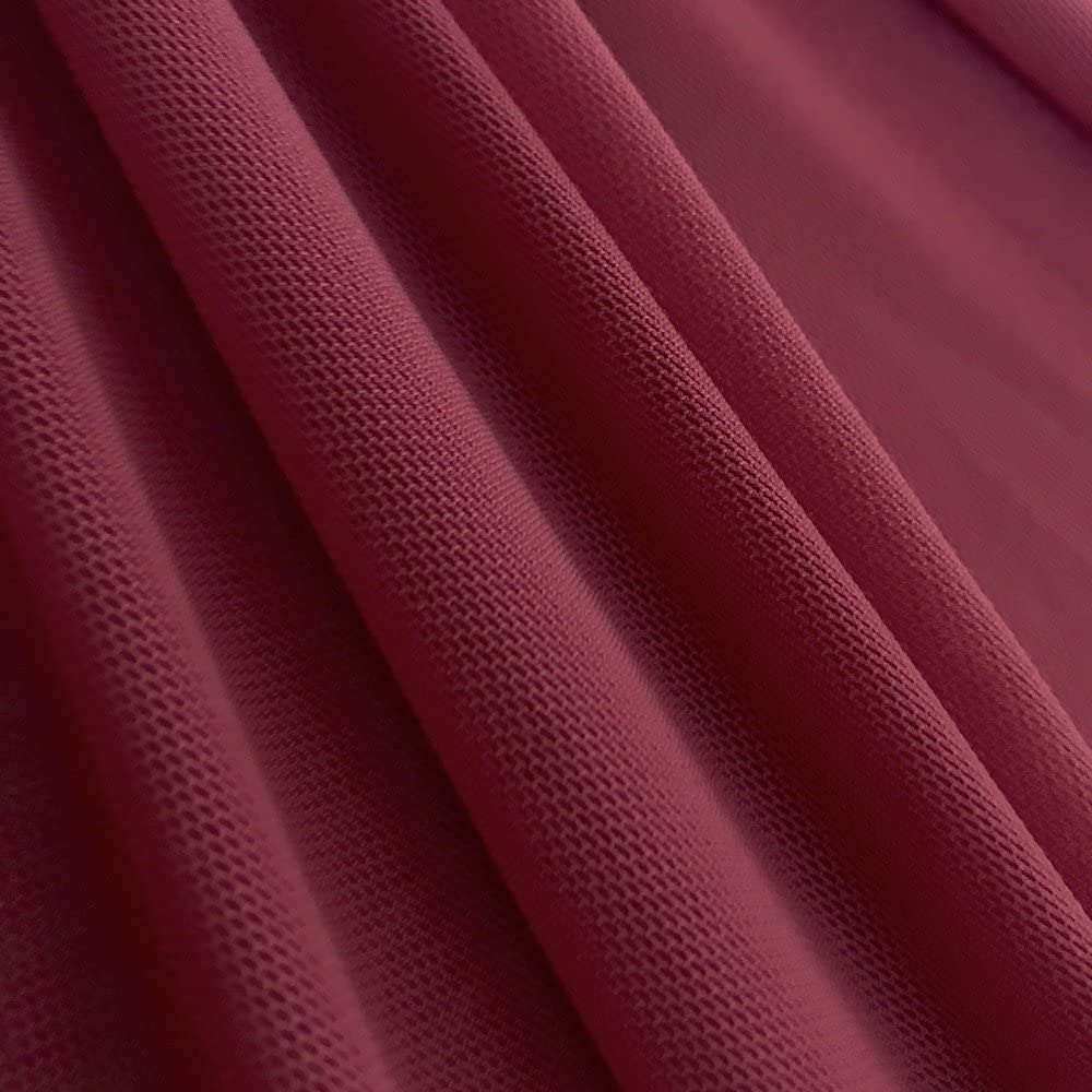 Solid Stretch Power Mesh Fabric Nylon Spandex (1 Yard, Burgundy)