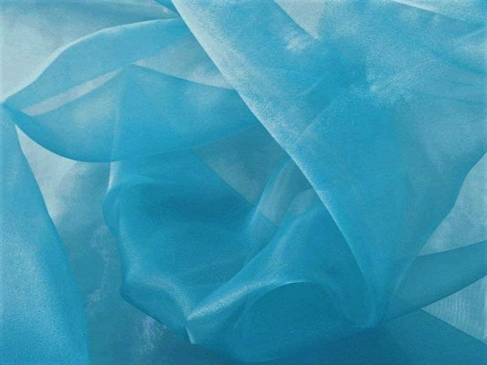 60" Wide Polyester Light Weight Crystal Organza Fabric (Turquoise, 1 Yard)