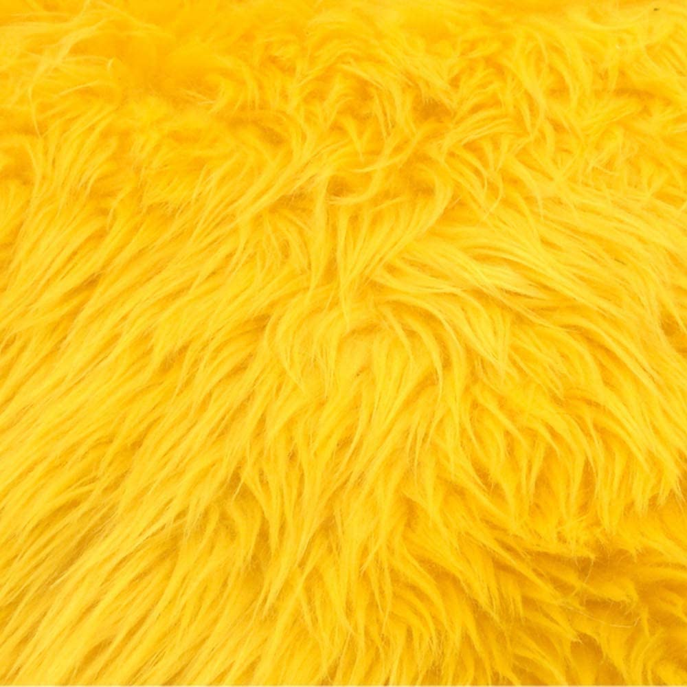 60" Wide Shaggy Faux Fur Fabric (Yellow, 1 Yard)