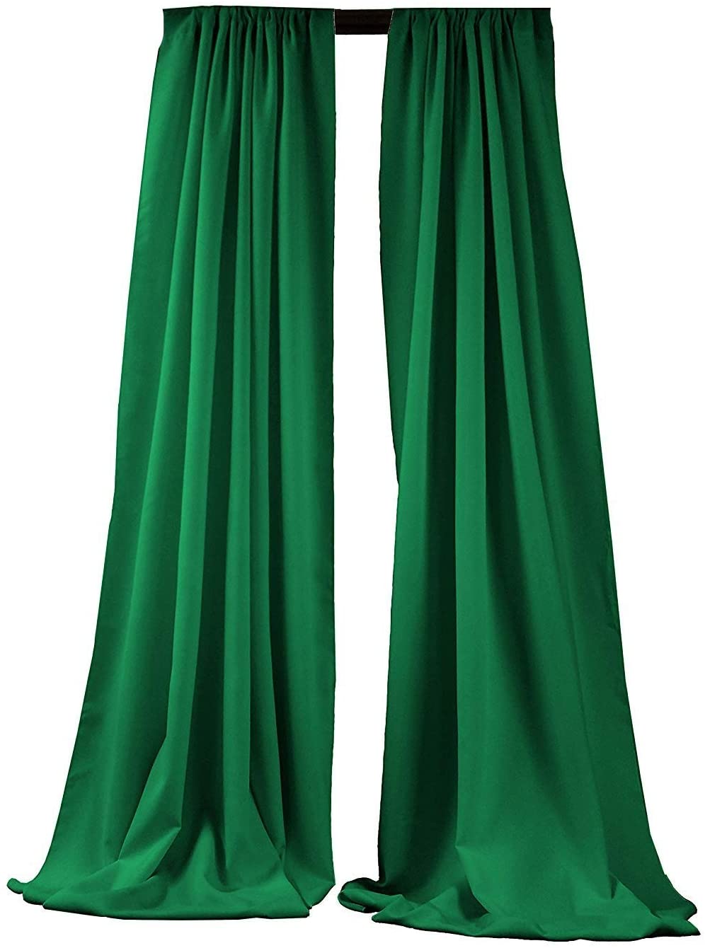 2 Panels 5 Feet Wide Polyester Seamless Backdrop Drape Curtain Panel - (Emerald Green,
