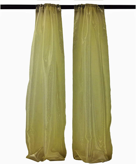 100% Polyester Sheer Mirror Organza Backdrop Drape, Curtain Panels, Room Divider, 1 Pair (Gold,