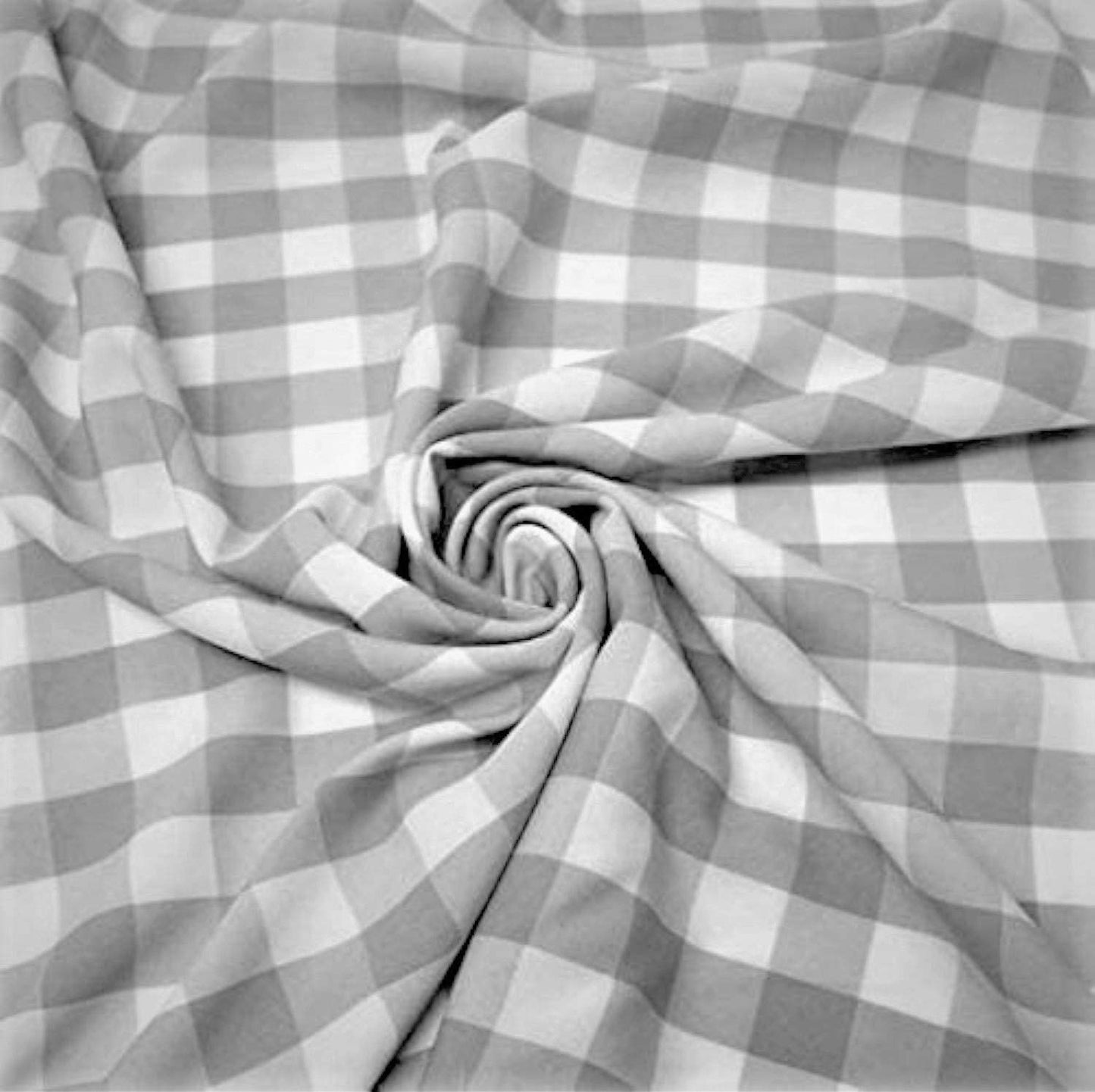 58/59" Wide 100% Polyester Poplin Gingham Checkered Fabric (Silver, 1 Yard)