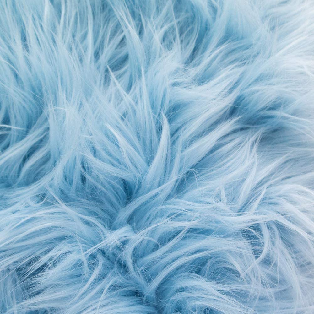 60" Wide Shaggy Faux Fur Fabric (Light Blue, 1 Yard)