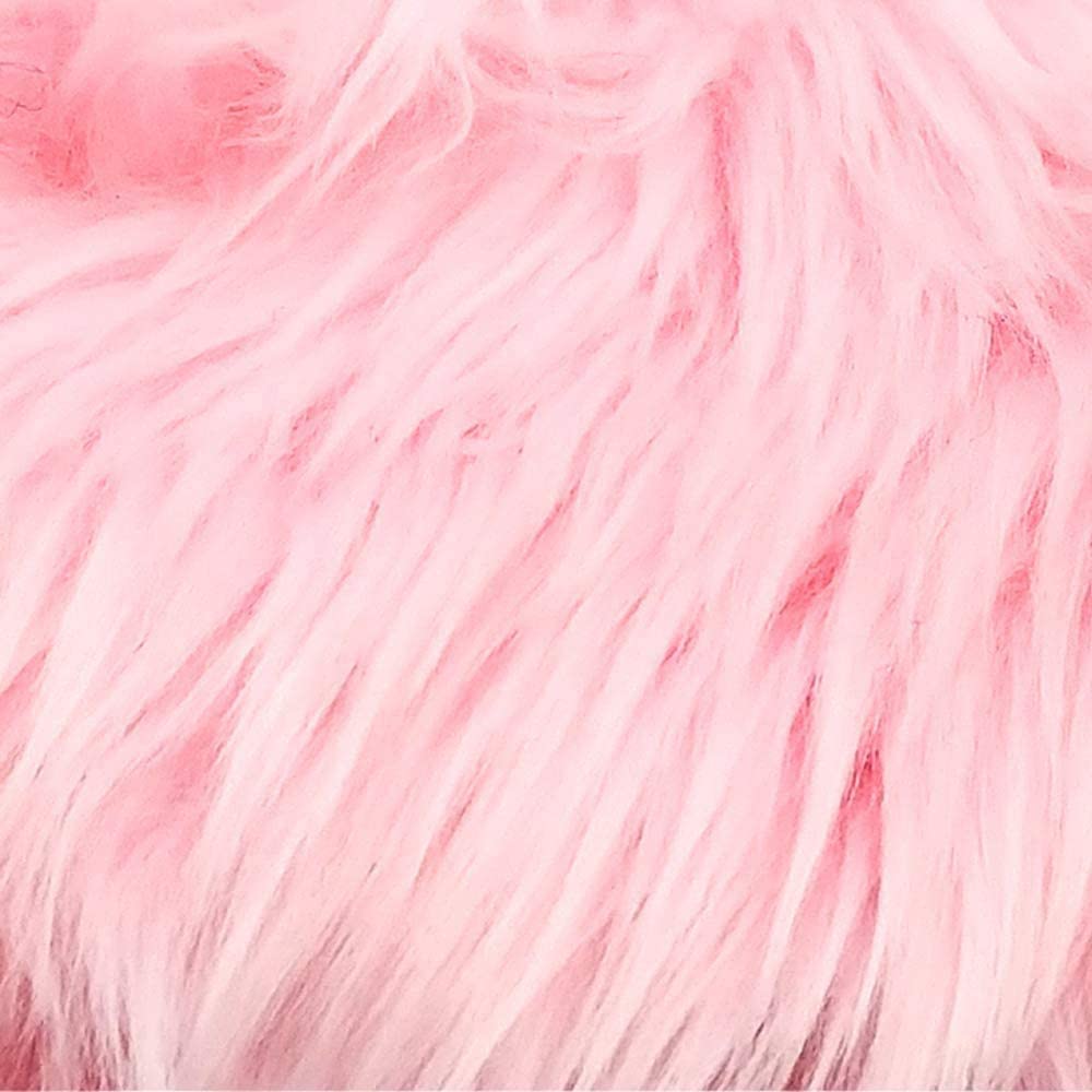 60" Wide Shaggy Faux Fur Fabric (Light Pink, 1 Yard)