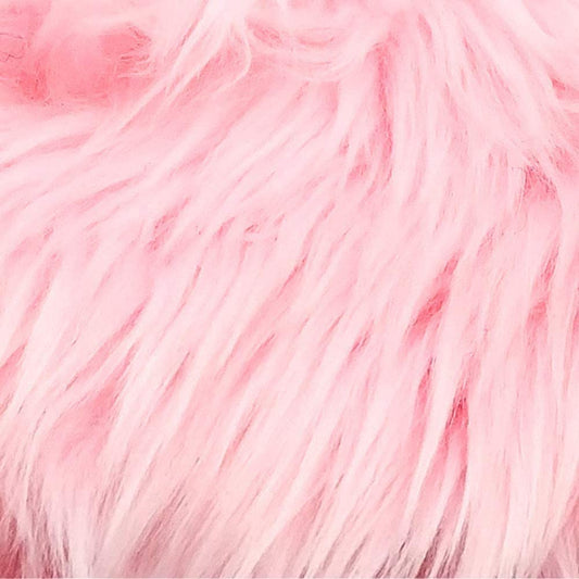60" Wide Shaggy Faux Fur Fabric (Light Pink, 1 Yard)