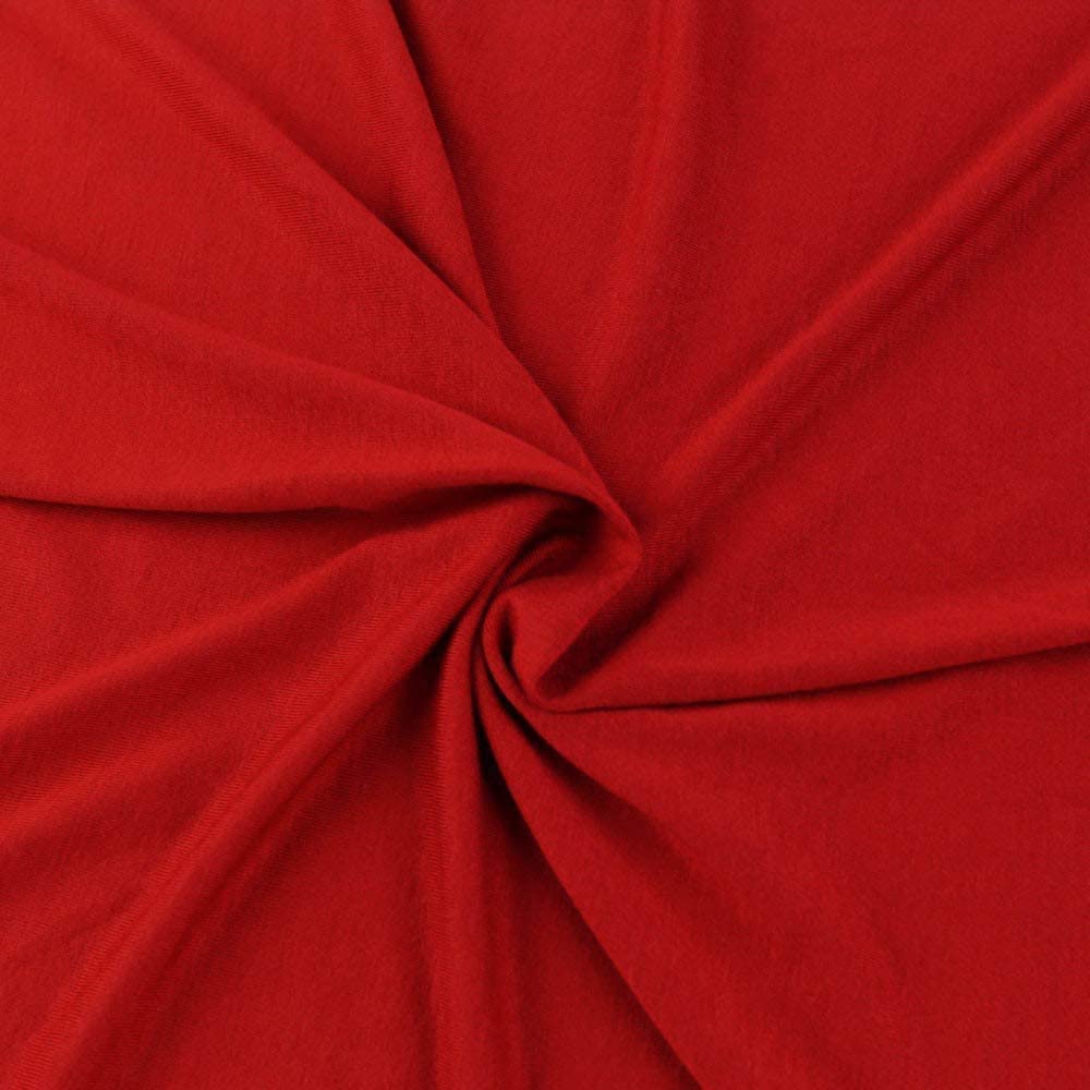 58/60" Wide, 95% Cotton 5% Spandex, Cotton Jersey Spandex Knit Blend, 4 Way Stretch Fabric (Red, 1 Yard)