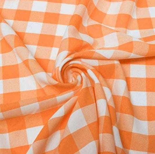58/59" Wide 100% Polyester Poplin Gingham Checkered Fabric (Orange, 1 Yard)