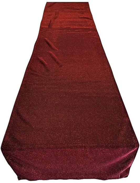 Full Covered Glitter Shimmer Fabric Table Runner - Party Decoration Long, Burgundy )