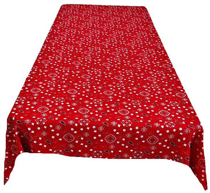 Bandanna Print Poly Cotton Tablecloth (Red,