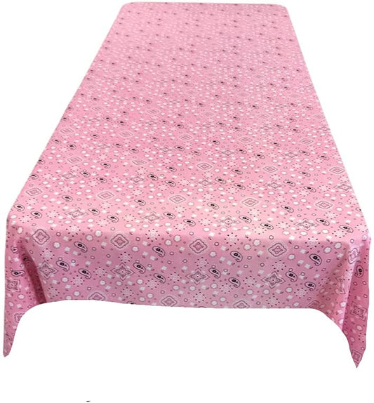 Bandanna Print Poly Cotton Tablecloth (Pink,