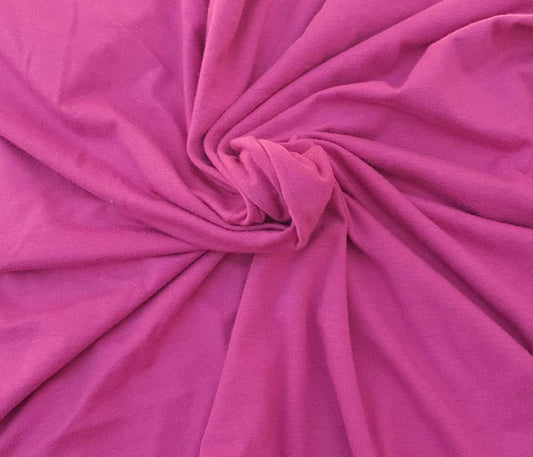 58/60" Wide, 95% Cotton 5% Spandex, Cotton Jersey Spandex Knit Blend, 4 Way Stretch Fabric (Fuchsia, 1 Yard)