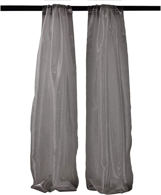 100% Polyester Sheer Mirror Organza Backdrop Drape, Curtain Panels, Room Divider, 1 Pair (Grey,
