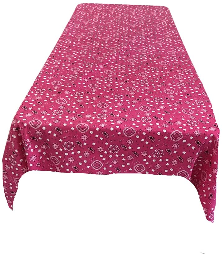 Bandanna Print Poly Cotton Tablecloth (Fuchsia,