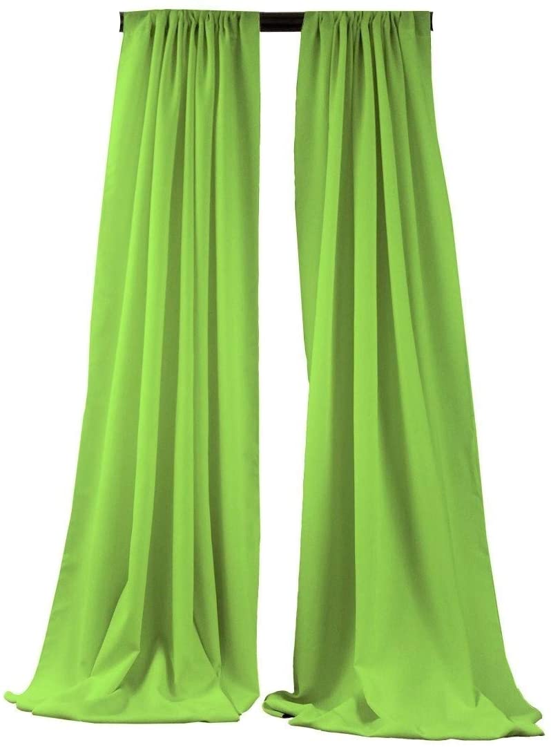 2 Panels 5 Feet Wide Polyester Seamless Backdrop Drape Curtain Panel - (Lime,