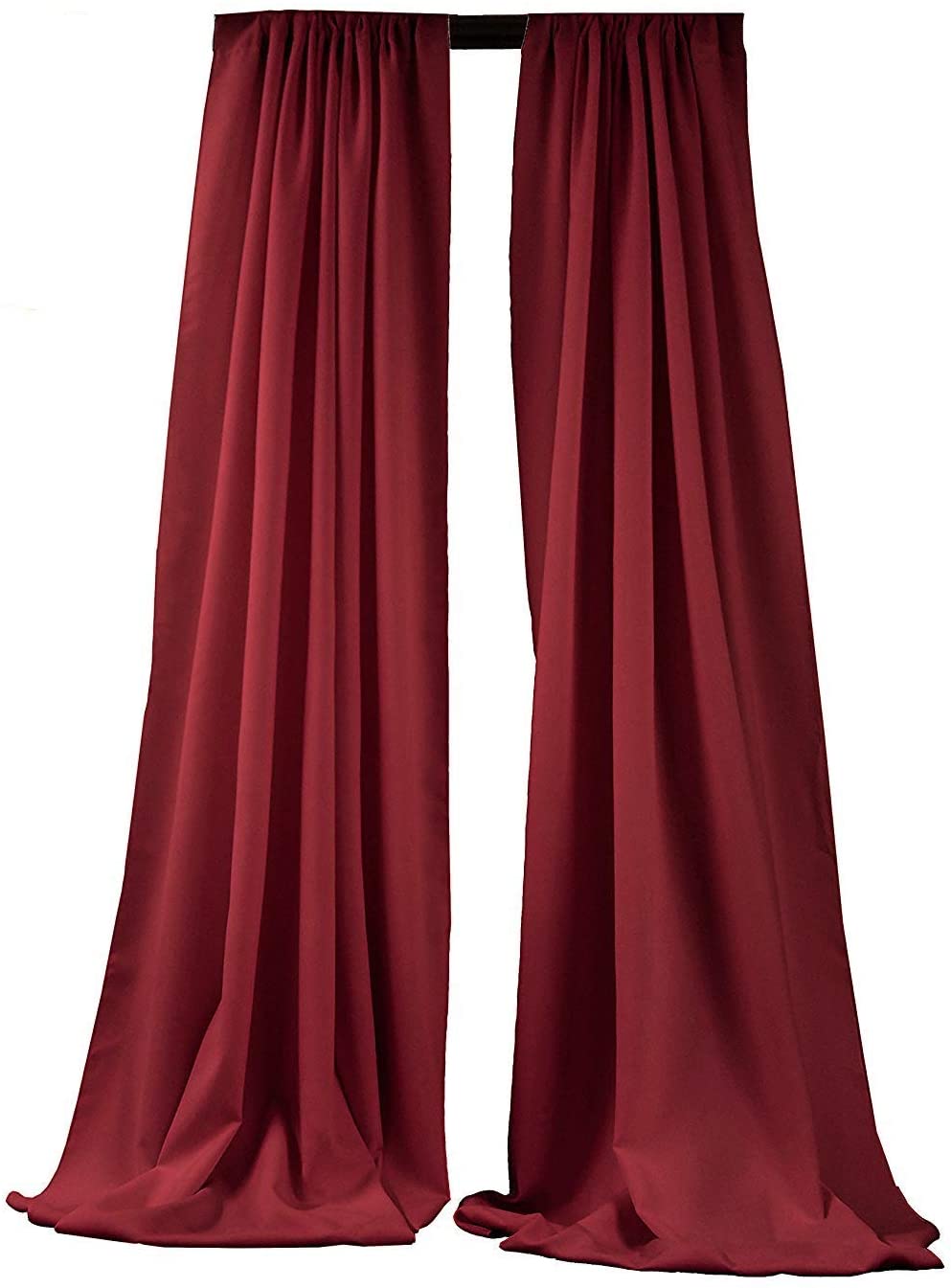 2 Panels 5 Feet Wide Polyester Seamless Backdrop Drape Curtain Panel - (Cranberry,
