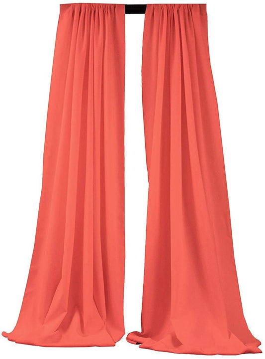 2 Panels 5 Feet Wide Polyester Seamless Backdrop Drape Curtain Panel - (Coral,