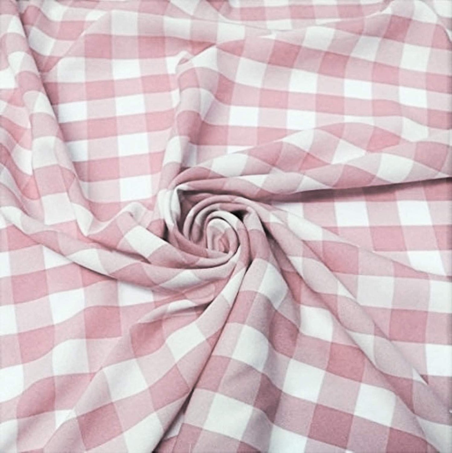 58/59" Wide 100% Polyester Poplin Gingham Checkered Fabric (Blush, 1 Yard)
