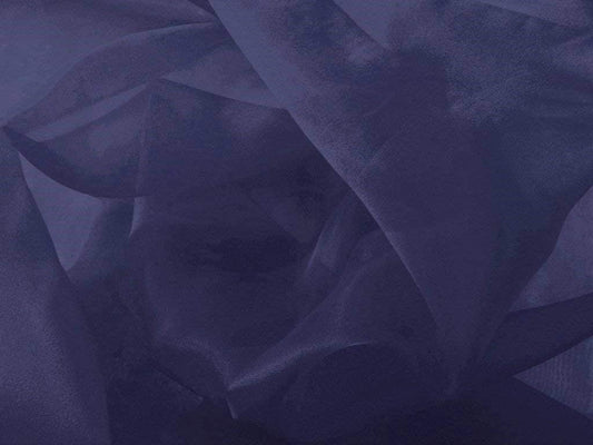 60" Wide Polyester Light Weight Crystal Organza Fabric (Navy Blue, 1 Yard)