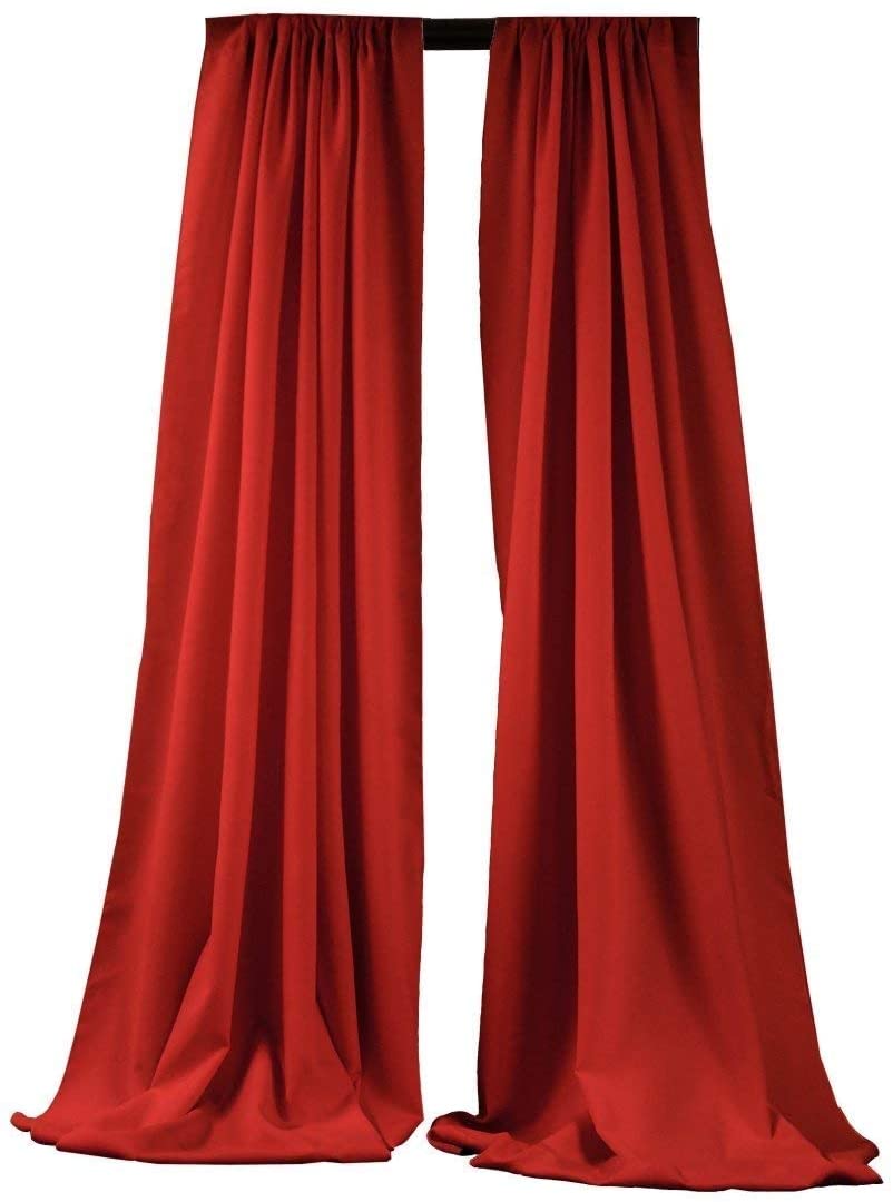 2 Panels 5 Feet Wide Polyester Seamless Backdrop Drape Curtain Panel - (Red,