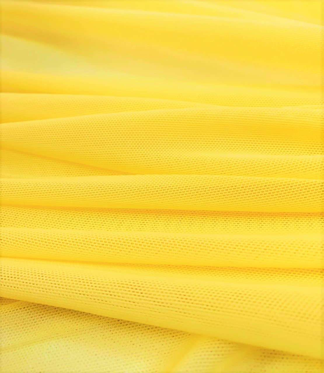 Solid Stretch Power Mesh Fabric Nylon Spandex (1 Yard, Yellow)