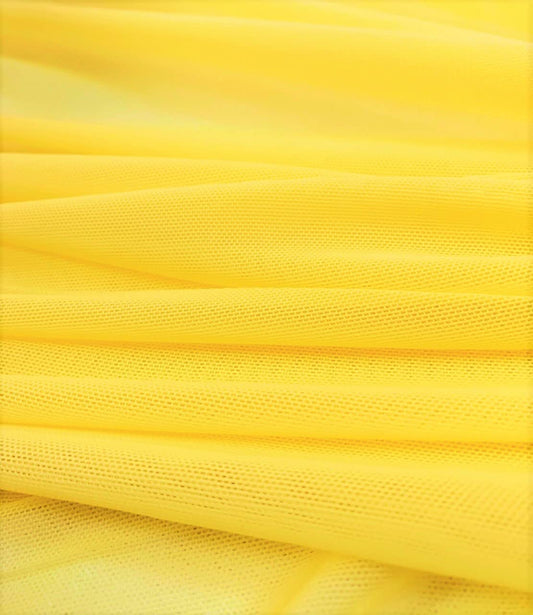 Solid Stretch Power Mesh Fabric Nylon Spandex (1 Yard, Yellow)