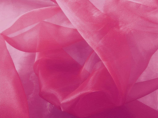 60" Wide Polyester Light Weight Crystal Organza Fabric (Fuchsia, 1 Yard)