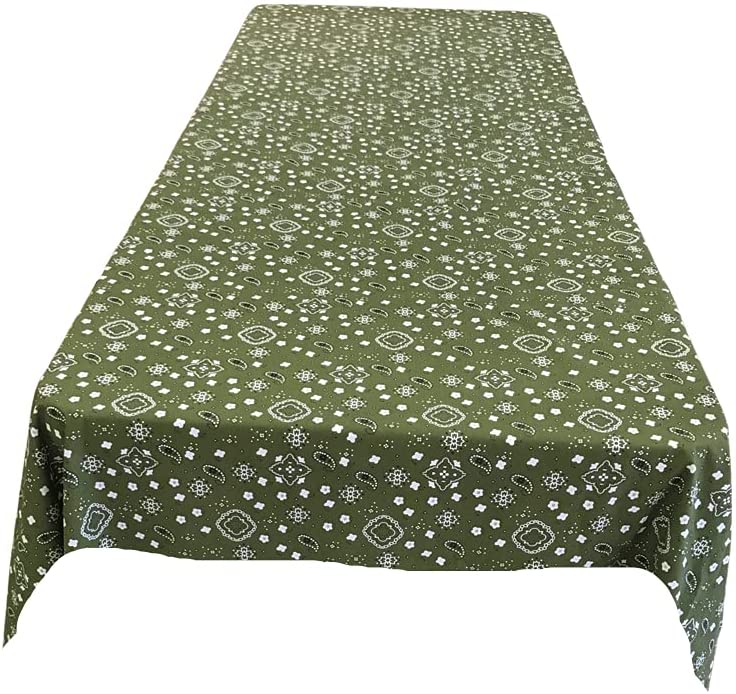 Bandanna Print Poly Cotton Tablecloth (Olive,