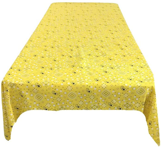 Bandanna Print Poly Cotton Tablecloth (Yellow,