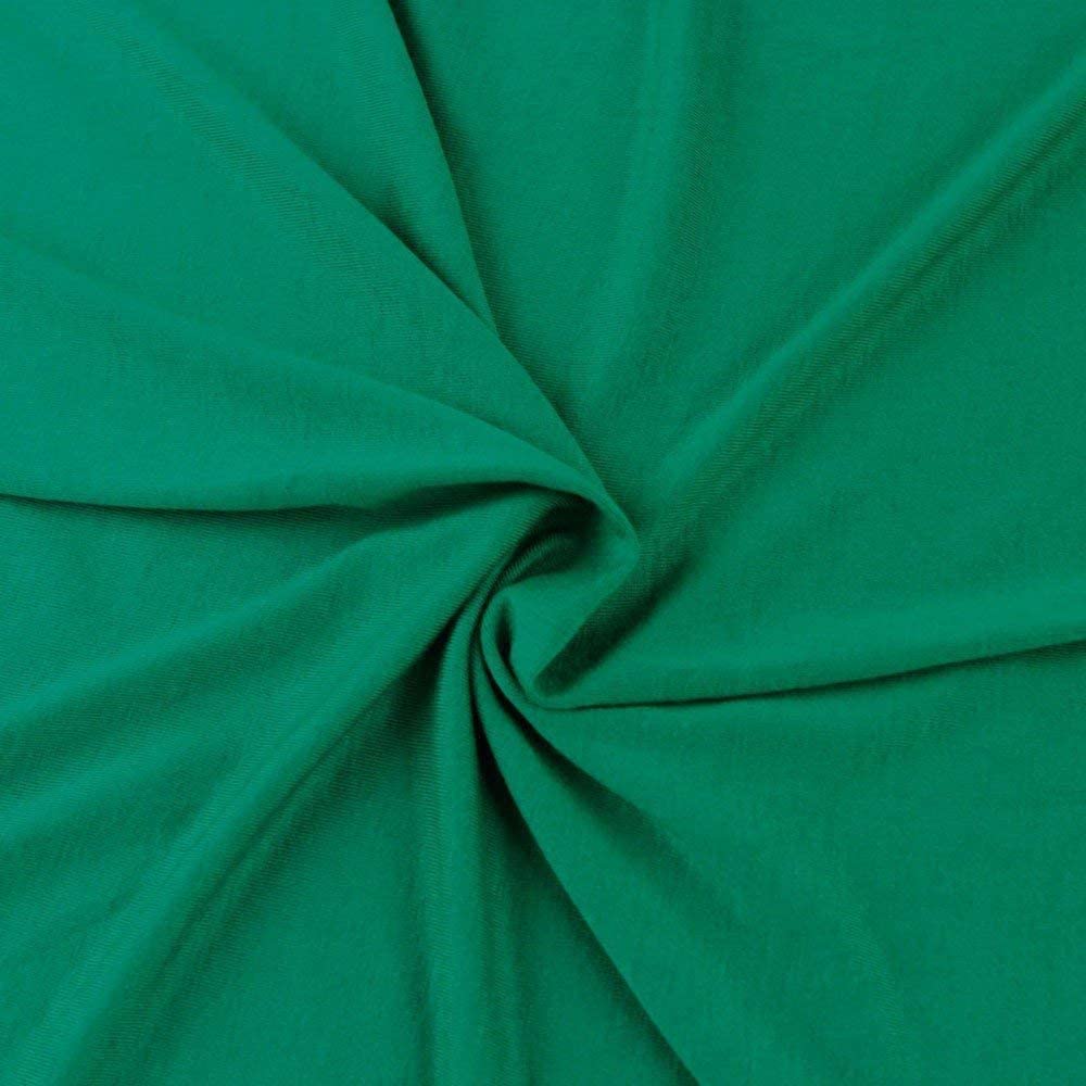 58/60" Wide, 95% Cotton 5% Spandex, Cotton Jersey Spandex Knit Blend, 4 Way Stretch Fabric (Kelly Green, 1 Yard)