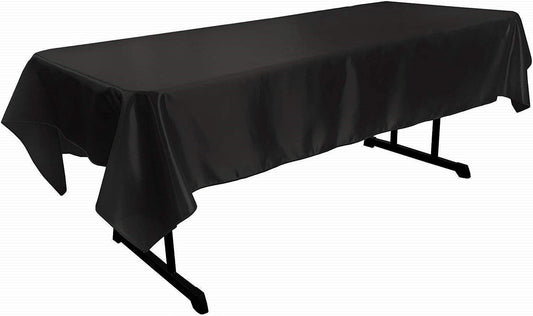 Polyester Bridal Satin Table Tablecloth (Black,