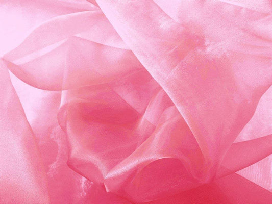60" Wide Polyester Light Weight Crystal Organza Fabric (Hot Pink, 1 Yard)