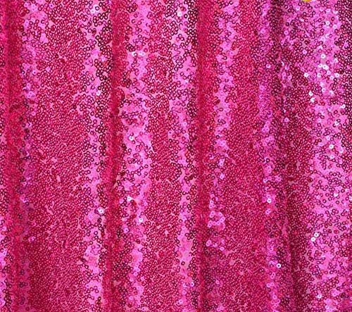 50" Wide Mini Glitz Disc Sequins Fabric (Fuchsia, 1 Yard)