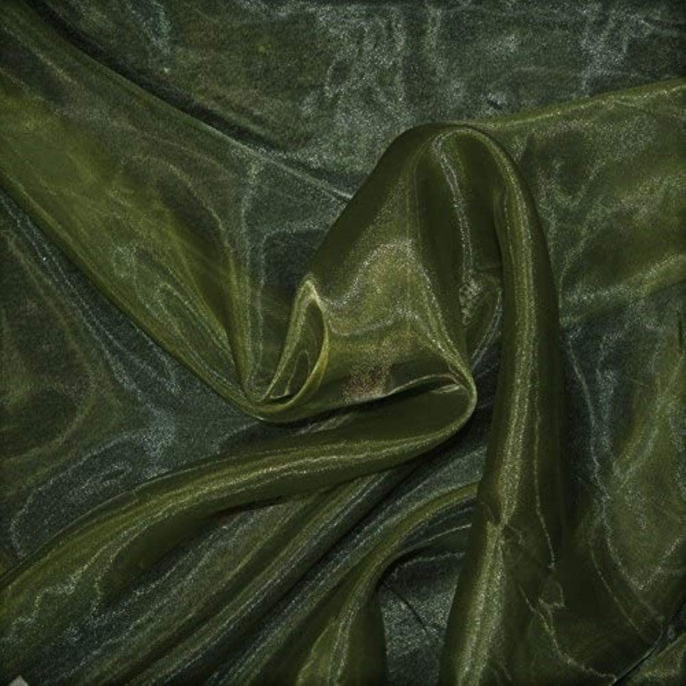 60" Wide Polyester Light Weight Crystal Organza Fabric (Olive, 1 Yard)