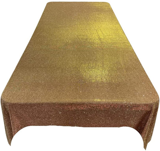 Full Covered Glitter Shimmer on Fabric Tablecloth - Wedding Party Decoration  Rectangular, Bronze)
