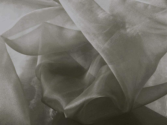 60" Wide Polyester Light Weight Crystal Organza Fabric (Grey, 1 Yard)