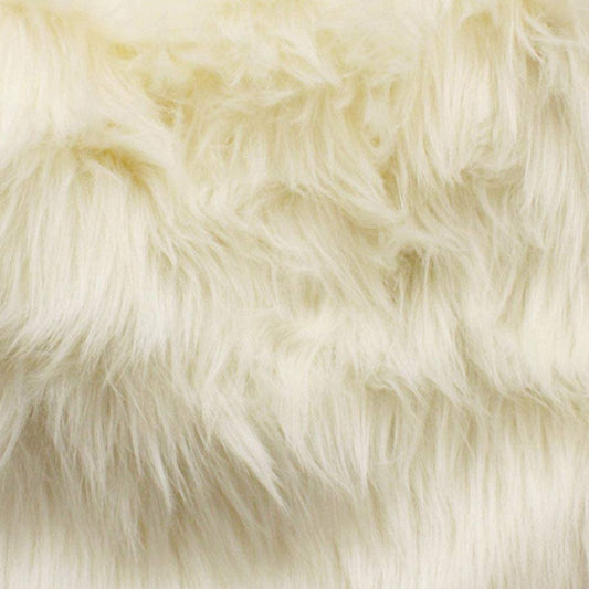 60" Wide Shaggy Faux Fur Fabric (Ivory, 1 Yard)