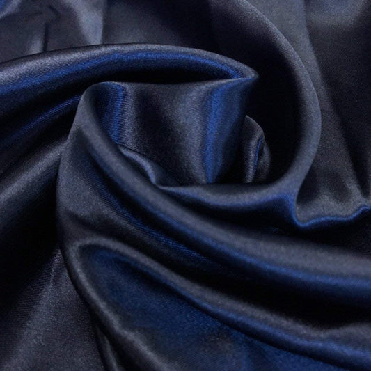 Spandex Light Weight Silky Stretch Charmeuse Satin Fabric (Navy 934,