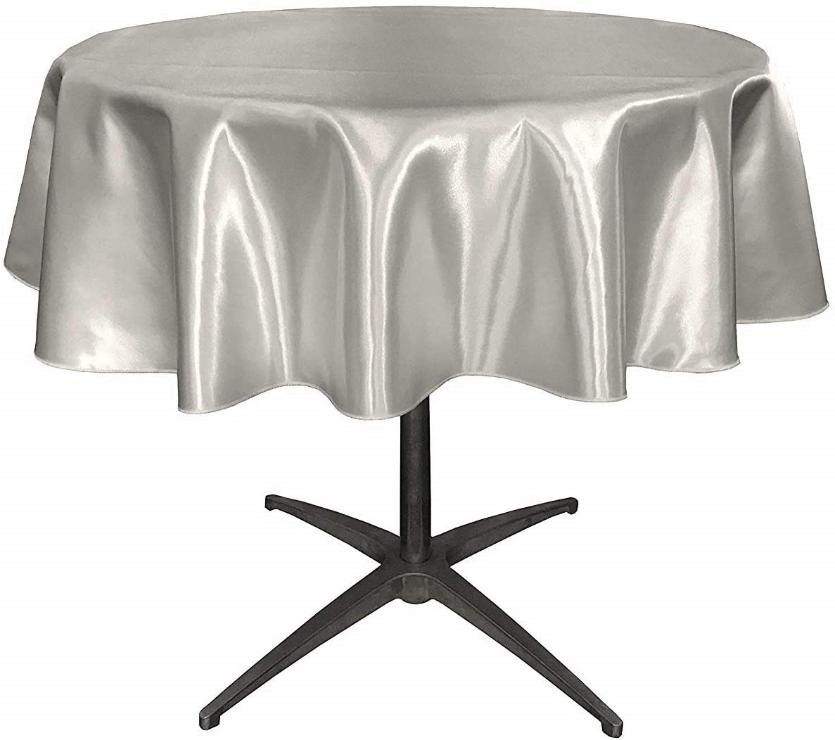 Bridal Satin Table Overlay, for Small Coffee Table (Silver,