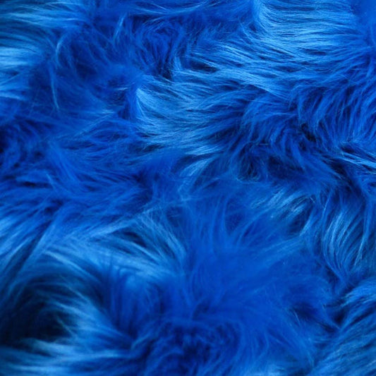60" Wide Shaggy Faux Fur Fabric (Royal Blue, 1 Yard)