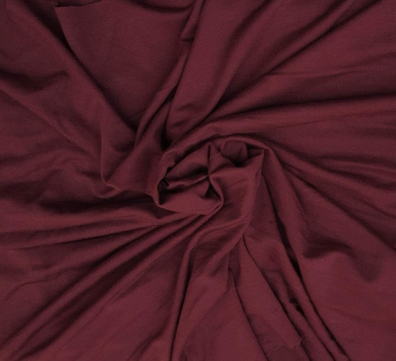 58/60" Wide, 95% Cotton 5% Spandex, Cotton Jersey Spandex Knit Blend, 4 Way Stretch Fabric (Burgundy, 1 Yard)