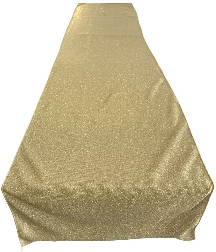 Full Covered Glitter Shimmer Fabric Table Runner - Party Decoration Long, Gold )