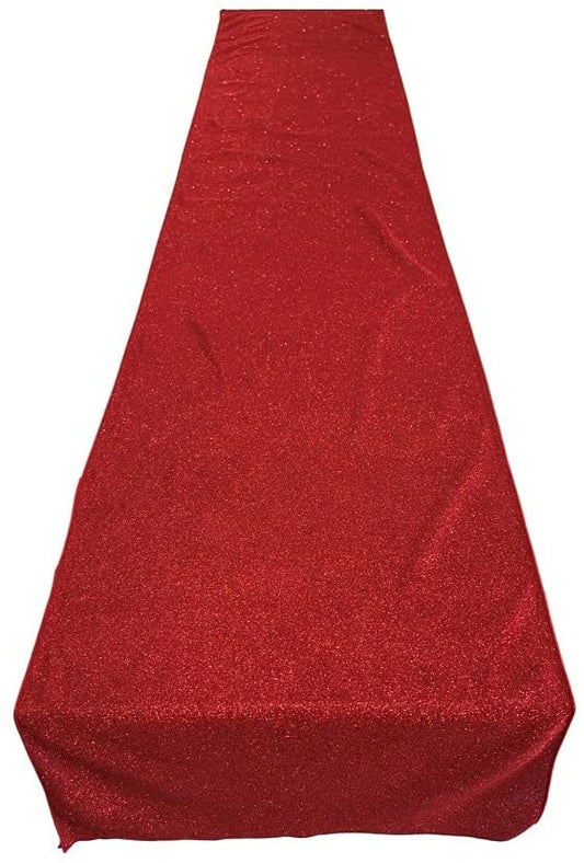 Full Covered Glitter Shimmer Fabric Table Runner - Party Decoration Long, Red