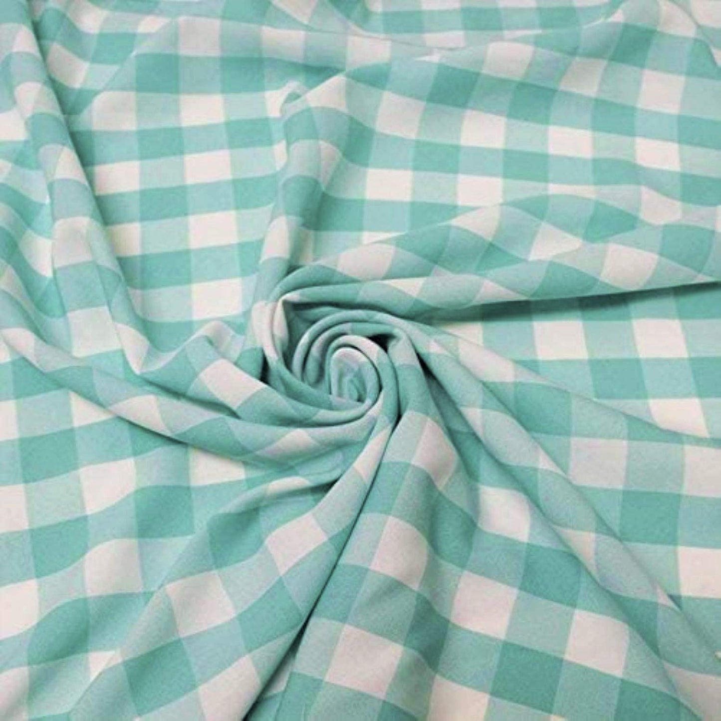 58/59" Wide 100% Polyester Poplin Gingham Checkered Fabric (Aqua, 1 Yard)