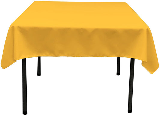 Polyester Poplin Washable Square Tablecloth, Stain and Wrinkle Resistant Table Cover Dk Yellow