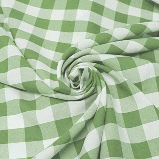 58/59" Wide 100% Polyester Poplin Gingham Checkered Fabric (Apple Green, 1 Yard)