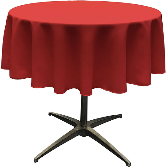 Polyester Poplin Washable Round Tablecloth, Stain and Wrinkle Resistant Table Cover Red