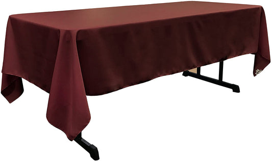 Polyester Poplin Washable Rectangular Tablecloth, Stain and Wrinkle Resistant Table Cover Fabric Table Cloth for Dinning, Kitchen, Party, Burgundy