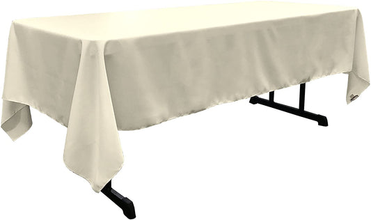 Polyester Poplin Washable Rectangular Tablecloth, Stain and Wrinkle Resistant Table Cover Fabric Table Cloth for Dinning, Kitchen, Party, Ivory