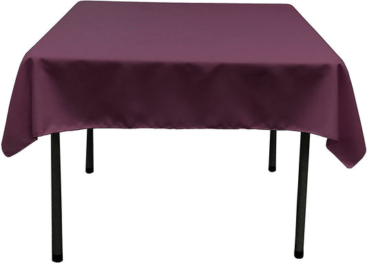 Polyester Poplin Washable Square Tablecloth, Stain and Wrinkle Resistant Table Cover Eggplant