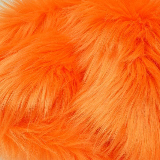 60" Wide Shaggy Faux Fur Fabric (Orange, 1 Yard)